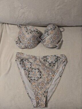 Ibiza Tile Print Bikini Set Top L Bottom M
